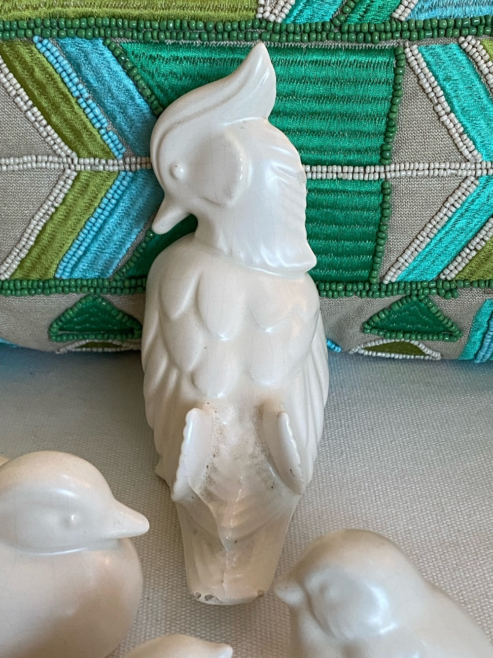 Vtg White Glazed Ceramic Birds Ducks Water Fowl Figurines Family Set of 4 Japan - Picture 9 of 14